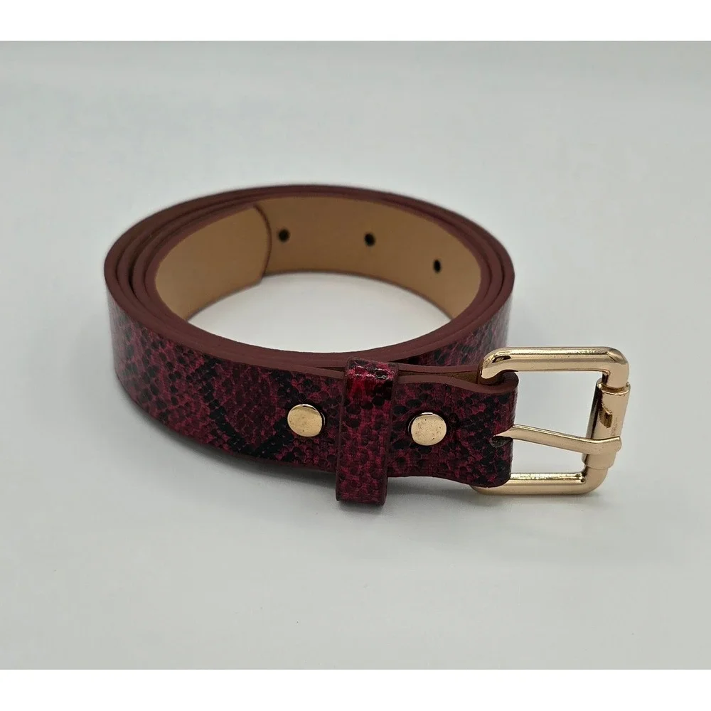 Snakeskin Embossed PU Leather Belt Women's 34